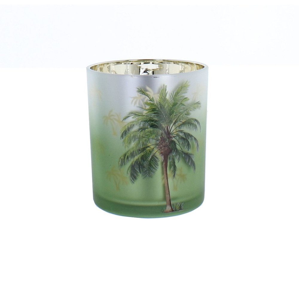 MICA LED-Leuchte Windlicht - Palmen - grün - ca. 9 x 10 cm