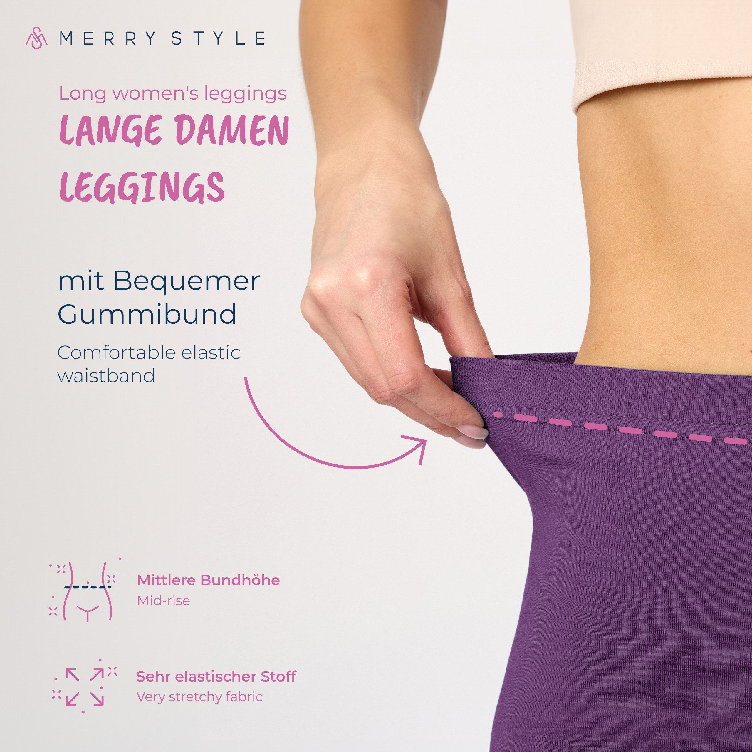 Merry Style Leggings 2er Pack Damen Hose aus Baumwolle MS10-198 (1-tlg) – Bild 4 von 5