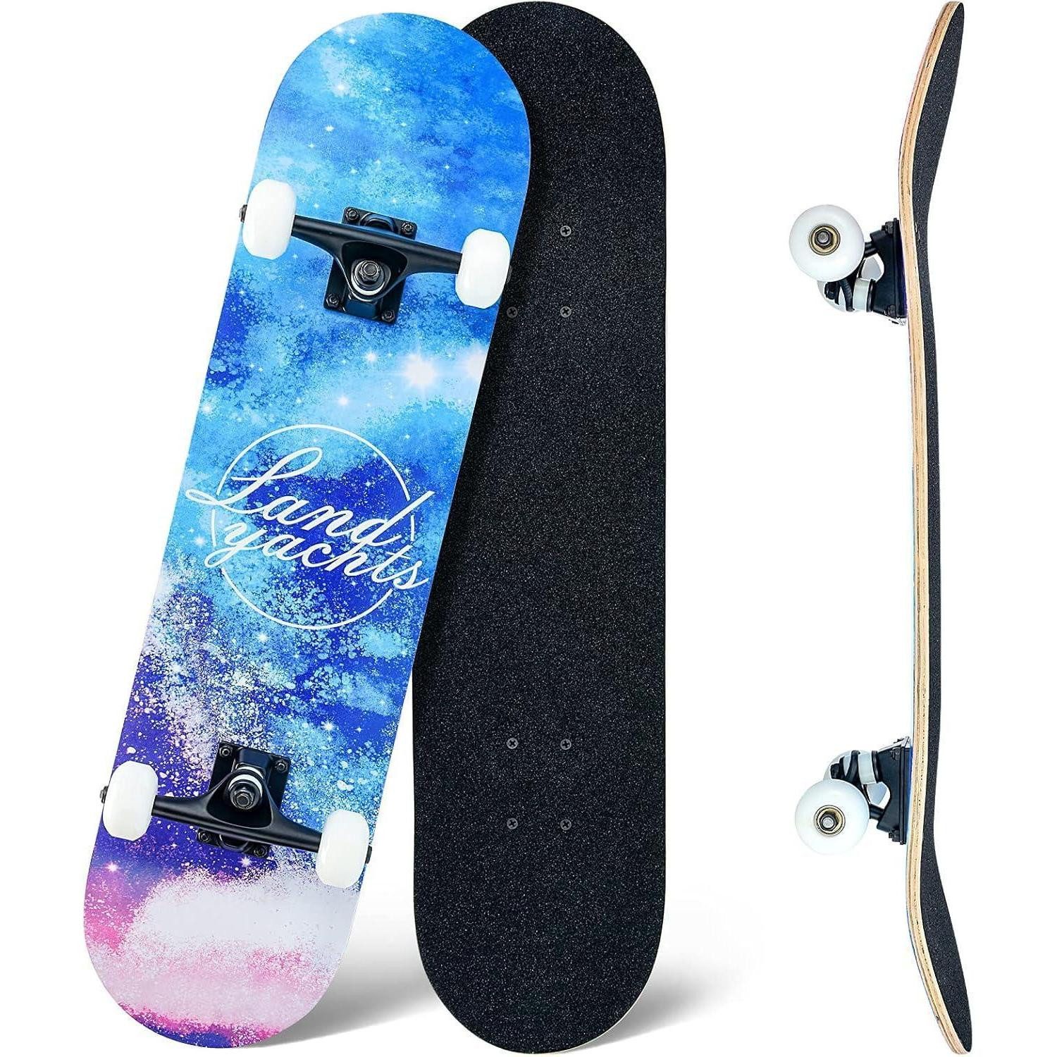 Skateboard Skateboard 31x8Zoll Ahornholz 8lagig ABEC11 95A Rollen Sky