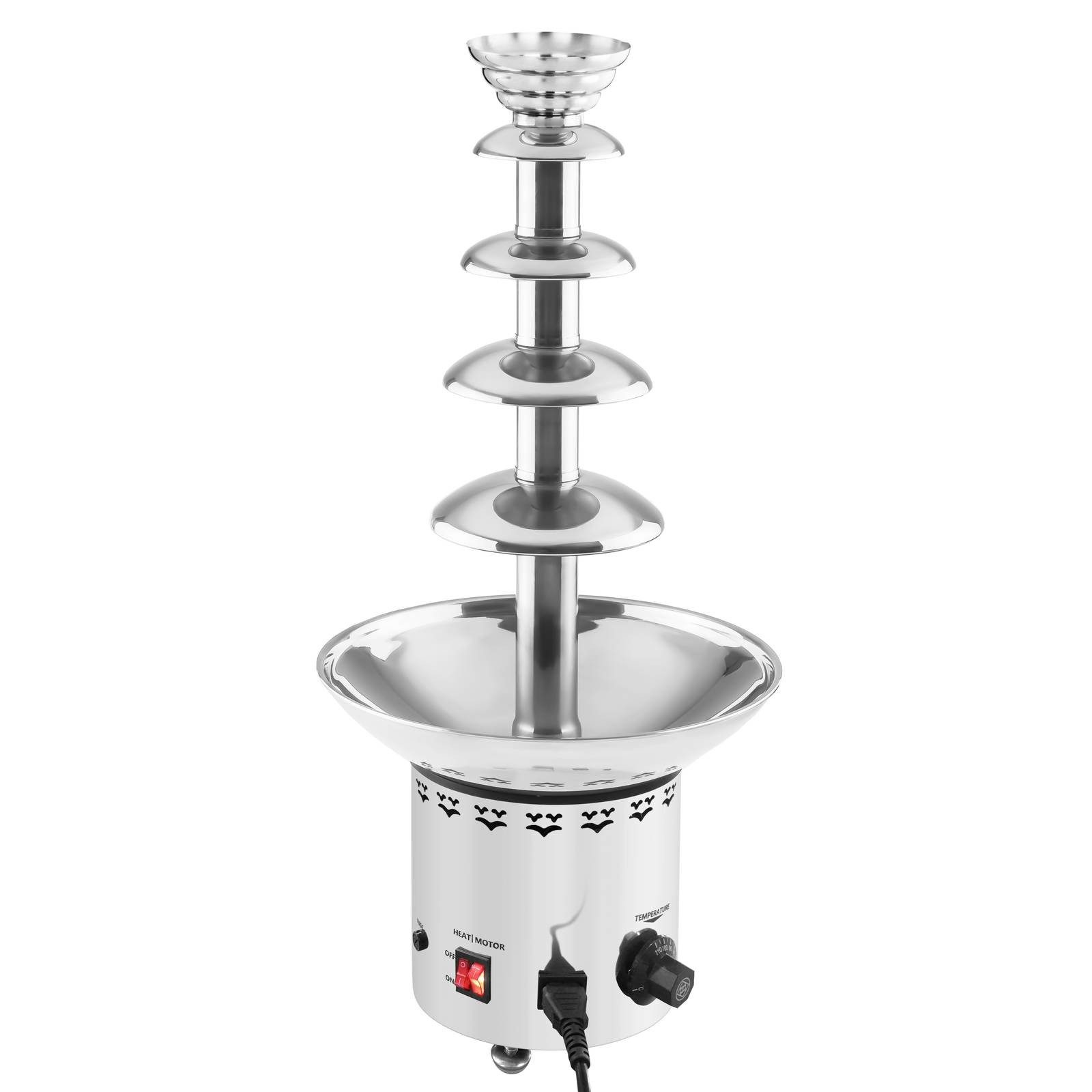 Royal Catering Schokoladenbrunnen 5 Etagen Schokofondue 6 kg Schokobrunnen 250 W Edelstahl Profi Gastro