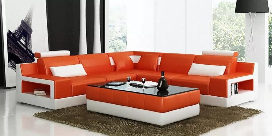 Xlmoebel Ecksofa Ledersofa-Eckgarnitur Wohnlandschaft in Polster-Optik, Hergestellt in Europa