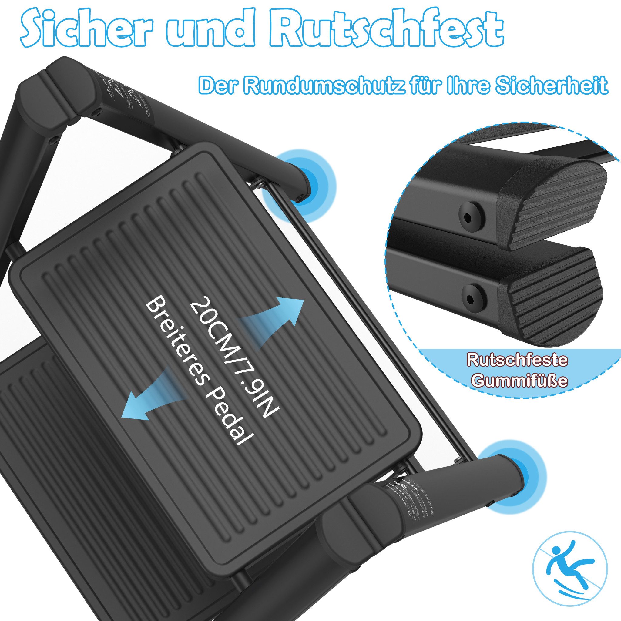 FIVMEN Trittleiter Haushaltsleiter mit breitem Anti-Rutsch-Pedal Schwarz, Multifunktionale Stufenleiter für Haushalt, Büro – Bild 5 von 5