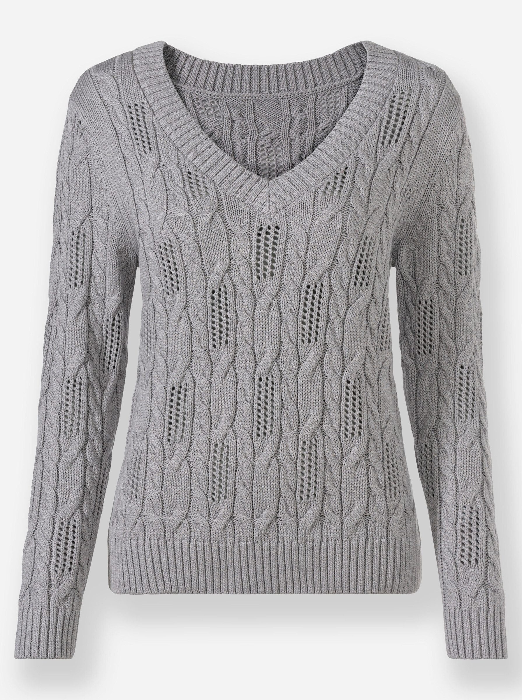 Strickpullover Pullover Langarm Ajour, Zopfmuster