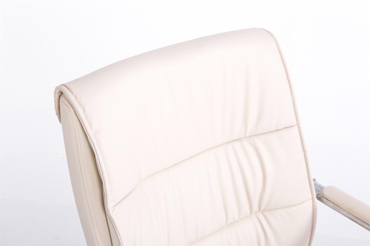 TPFLiving Besucherstuhl Siva Metall (Küchenstuhl hochwertig Kunstleder Sitzfläche: Esszimmerstuhl - creme Gestell: Sitzfläche Konferenzstuhl - gepolsterter Wohnzimmerstuhl), mit chrom - 