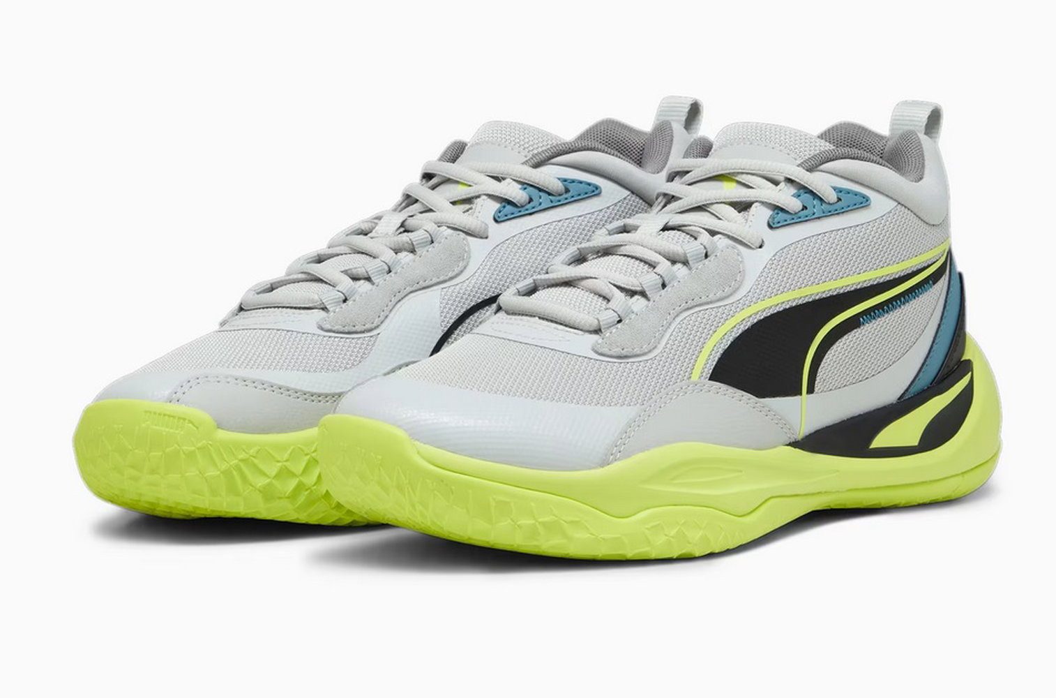 PUMA Hallen-Indoorschuhe Playmaker Pro grau/lime Herren Badmintonschuh
