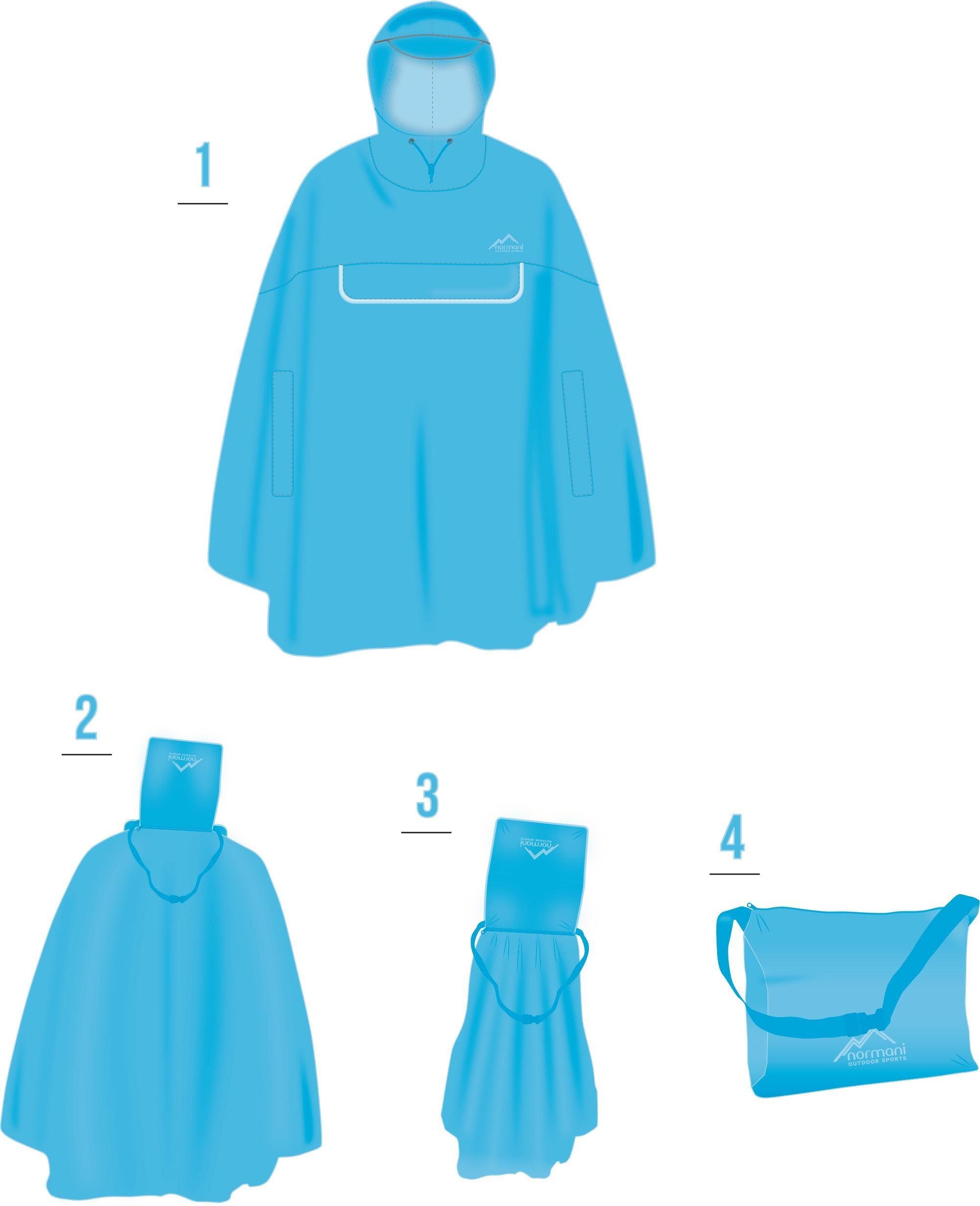 normani Regenponcho Unisex Regenponcho wasserdicht Cherrapunji mit Kapuze - 12000 mm Wassersäule - 3M™-Reflektor – Bild 5 von 5