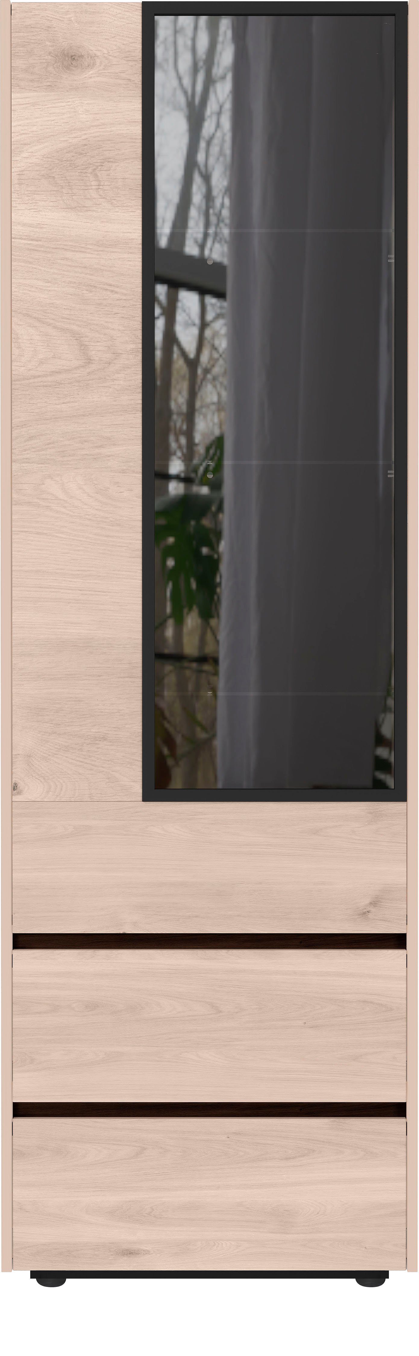 Grau, mit Vitrine inkl. Cantoria GERMANIA zwei Tür Glaseinsatz Rauchglas Fußvarianten in aus