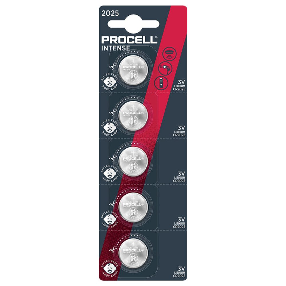 PROCELL Knopfzelle CR 2025 3 V 5 St. Lithium Procell Intense Knopfzelle, (3.00 V)