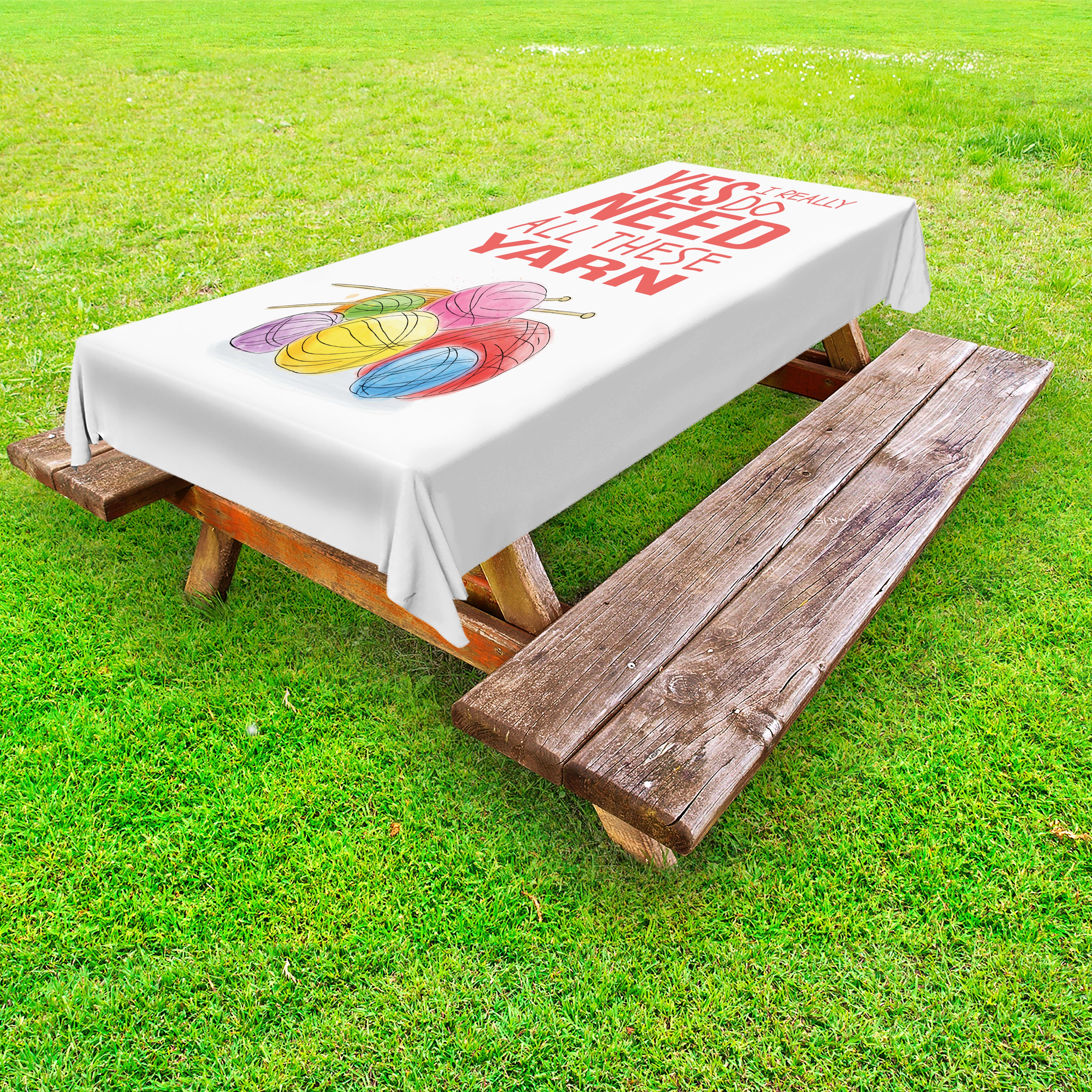Abakuhaus Tischdecke dekorative waschbare Picknick-Tischdecke, Crafting Illustration Spaß Sprichwort İst