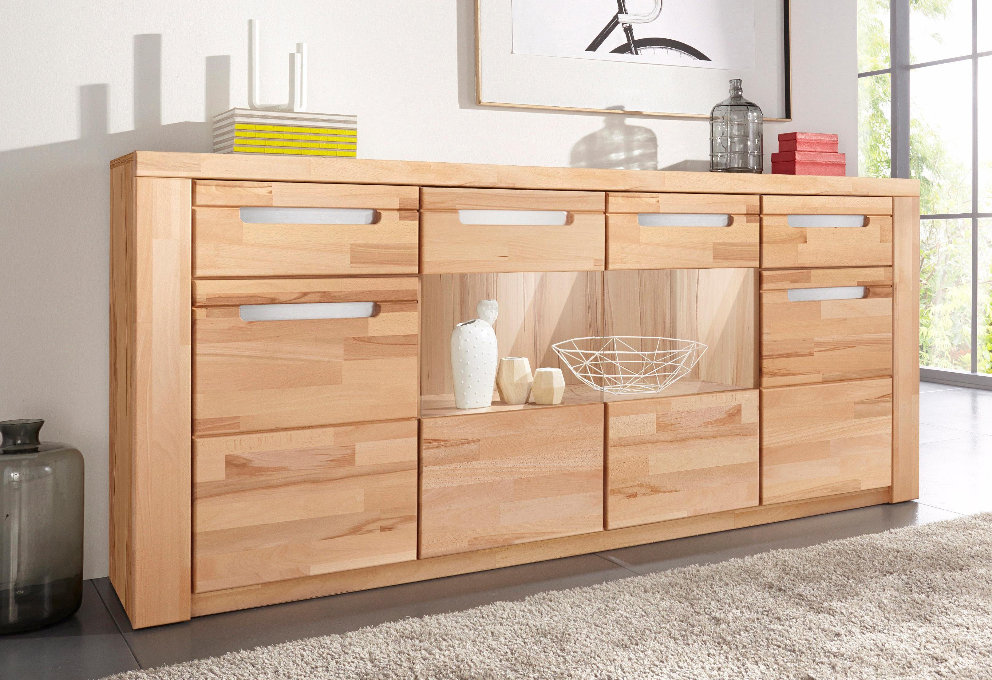 Home affaire Sideboard Kolding, Breite 200 cm mit 2 Glastüren und 2 Holztüren