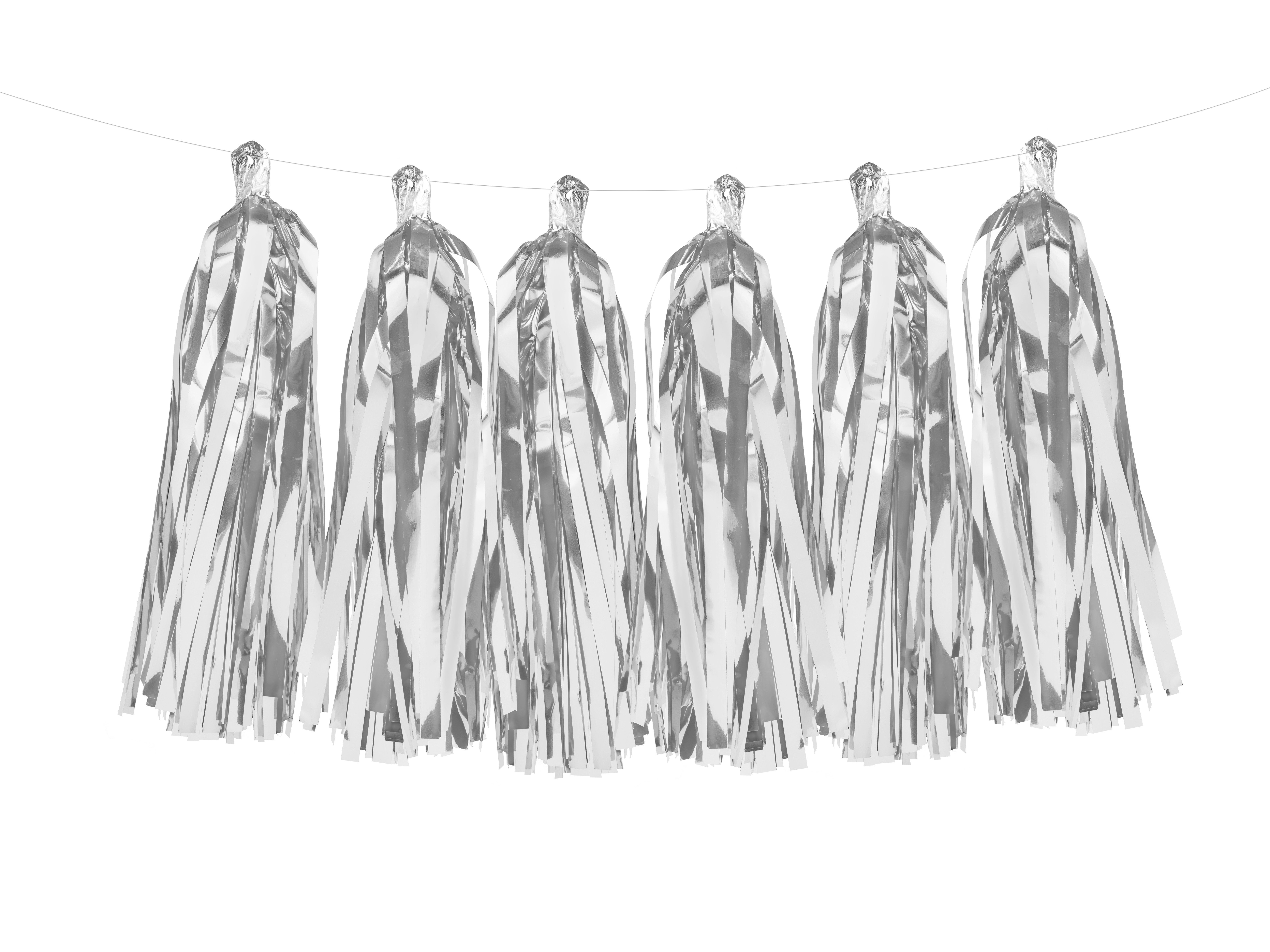 partydeco Girlande Girlande Quasten Silber, 12Stk./200cm