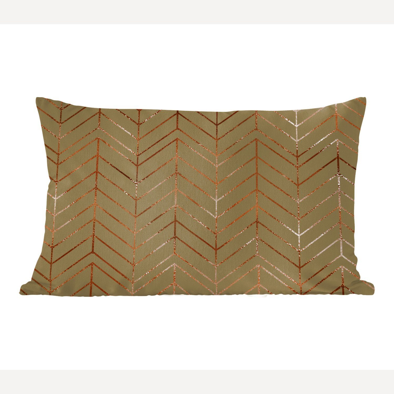 MuchoWow Dekokissen Muster - Linie - Bronze - Luxus, Wohzimmer Dekoration, Zierkissen, Dekokissen mit Füllung, Schlafzimmer