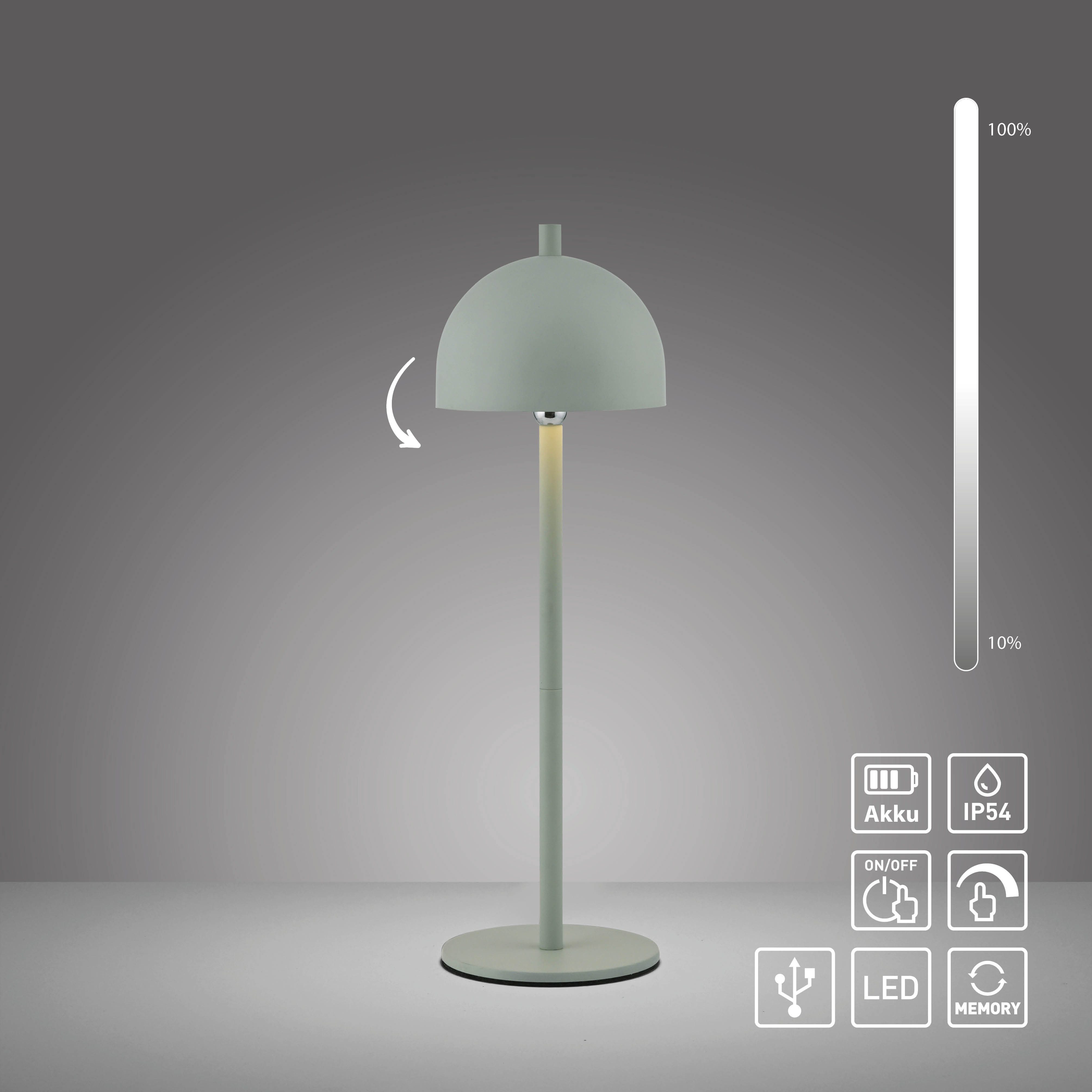 SCHÖNER WOHNEN-Kollektion LED Tischleuchte BELLIS, USB-Ladefunktion, LED fest integriert, Warmweiß, SCHÖNER WOHNEN Kollektion, Touchdimmer, Memoryfunktion, IP54 – Bild 5 von 5