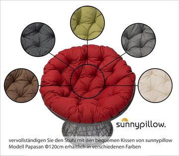 sunnypillow Sesselauflage Polster für Papasansessel, rund Durchmesser 120 cm Dicke 15cm, GRAU
