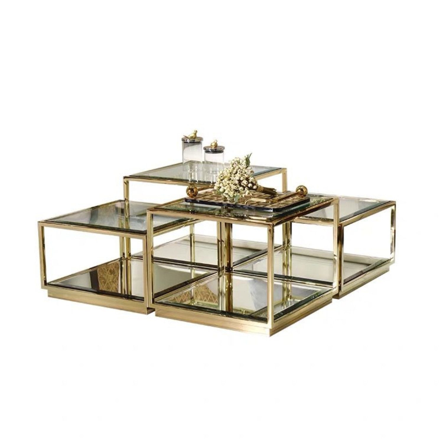 Couchtisch Beistelltisch Couchtisch 4er Set mit Spiegelboden