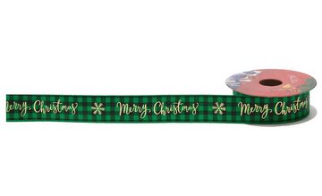 Sarcia.eu Weihnachtsbaumschleife Weihnachtsband, grün Merry Christmas Band 2.5cmx2.7m
