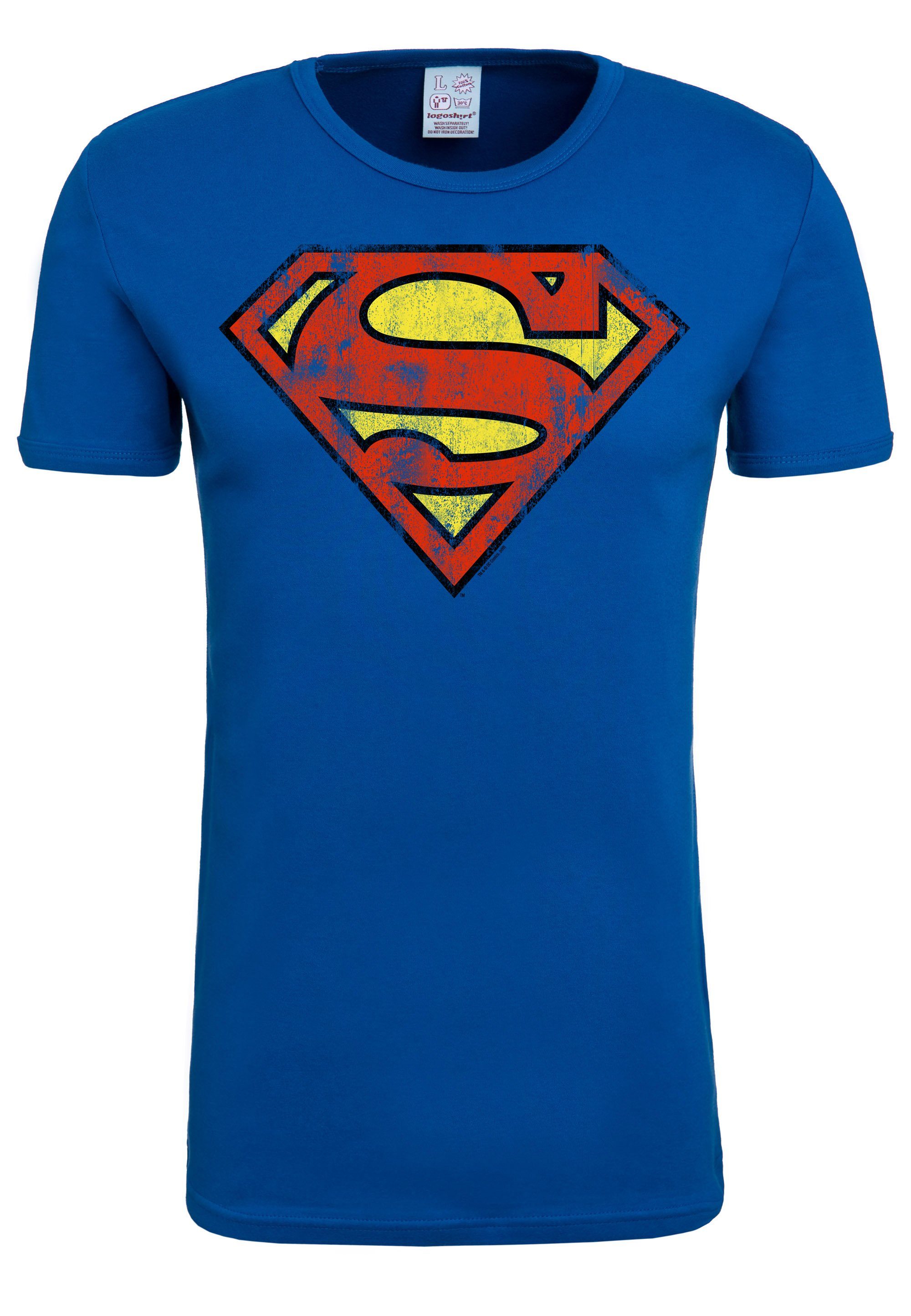 LOGOSHIRT T-Shirt Superman-Logo mit Originaldesign lizenzierten