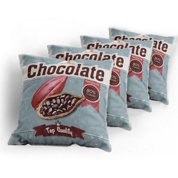 Kissenbezüge Modern Accent Doppelseitiger Digitaldruck, Abakuhaus (4 Stück), Kakao Beste Wahl Schokolade Retro