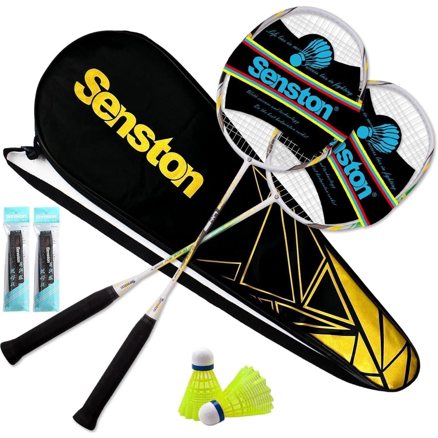 LuxusKollektion Badmintonschläger Badminton Set Leichtgewicht Schlägertasche Graphit Gelb Grün