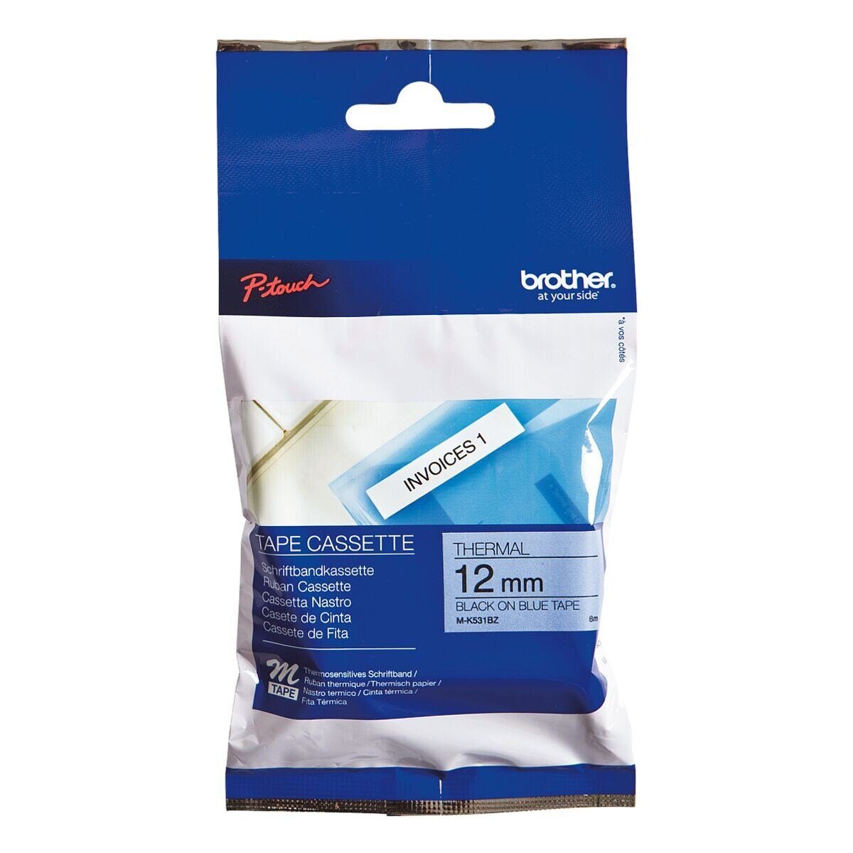 Brother Beschriftungsband MK-531, M-Tape 12 mm x 8 m, für P-Touch