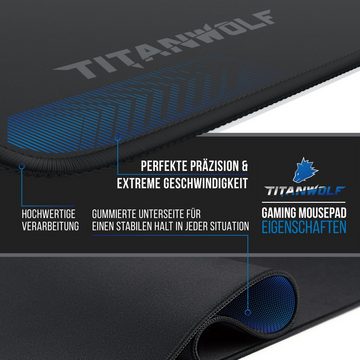 Titanwolf Gaming Mauspad, XL - 440 x 350mm Mousepad mit Stoffoberfläche, Gummierte Rückseite