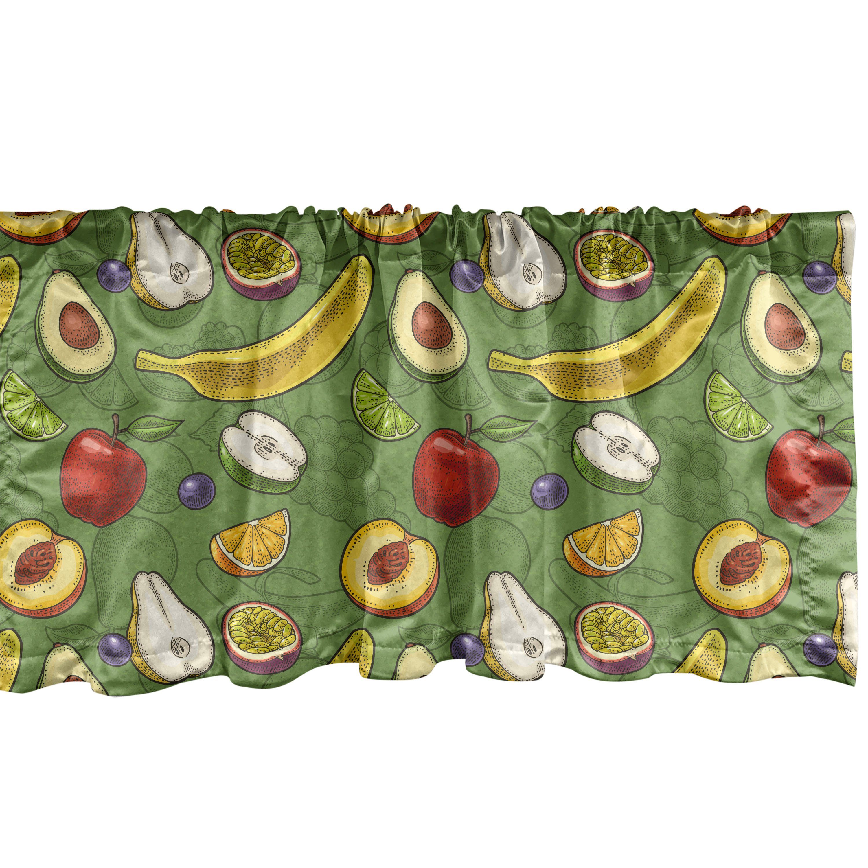 Avocado Volant Banana Schlafzimmer für Küche mit Vorhang Abakuhaus, Dekor Äpfel Lime Scheibengardine Microfaser, Früchte Stangentasche,