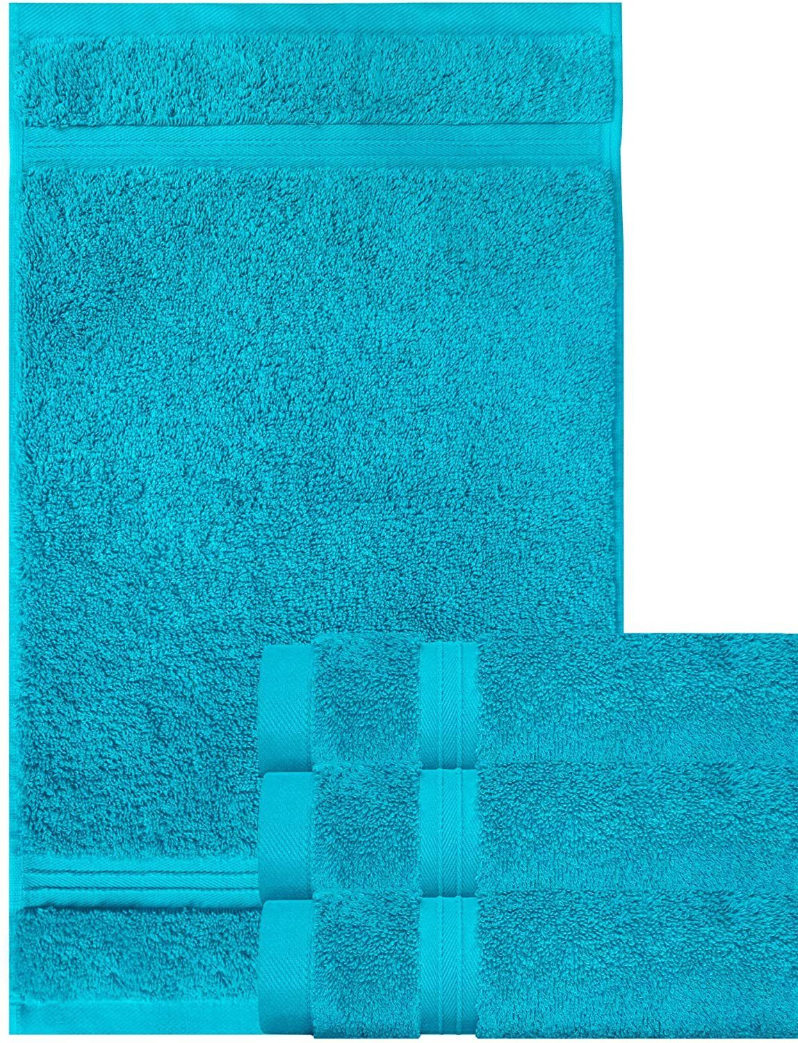 30x50 Linz, (4-St), Blau Frottee cm Gästehandtücher Set Modernes Gästetücher Lashuma Aquamarin blau