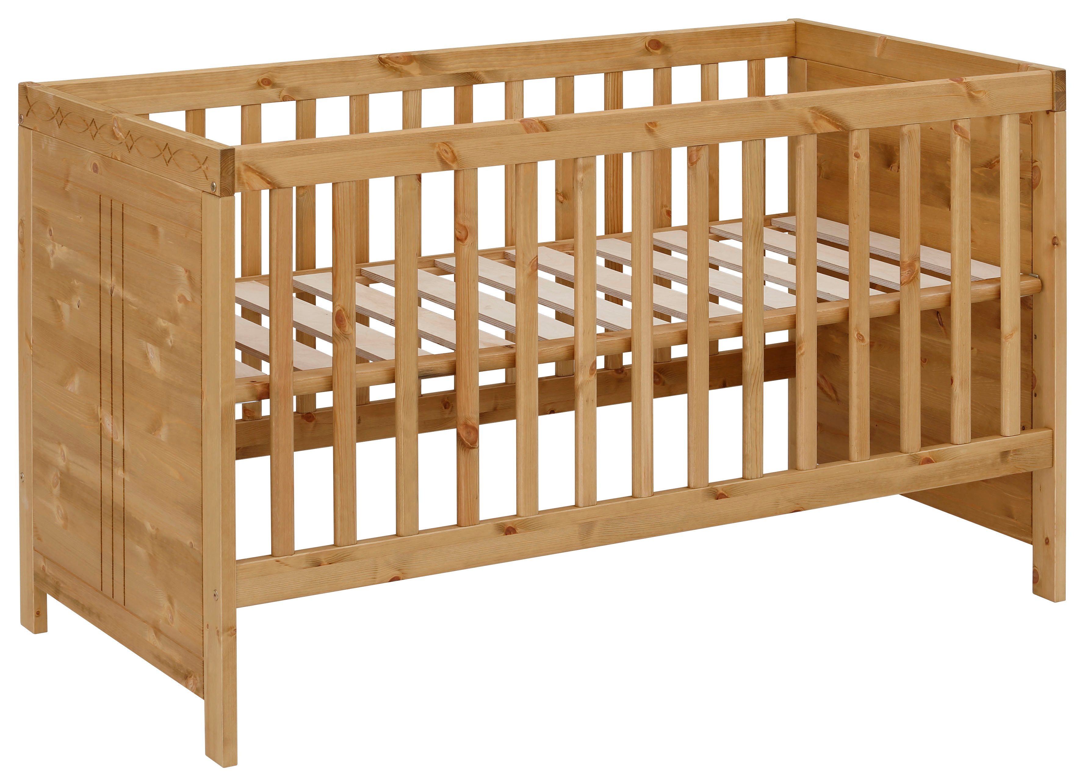 Lüttenhütt Indra baby cot, removable bars, 4-position adjustable lying height, FSC® certified solid wood, country style with great details