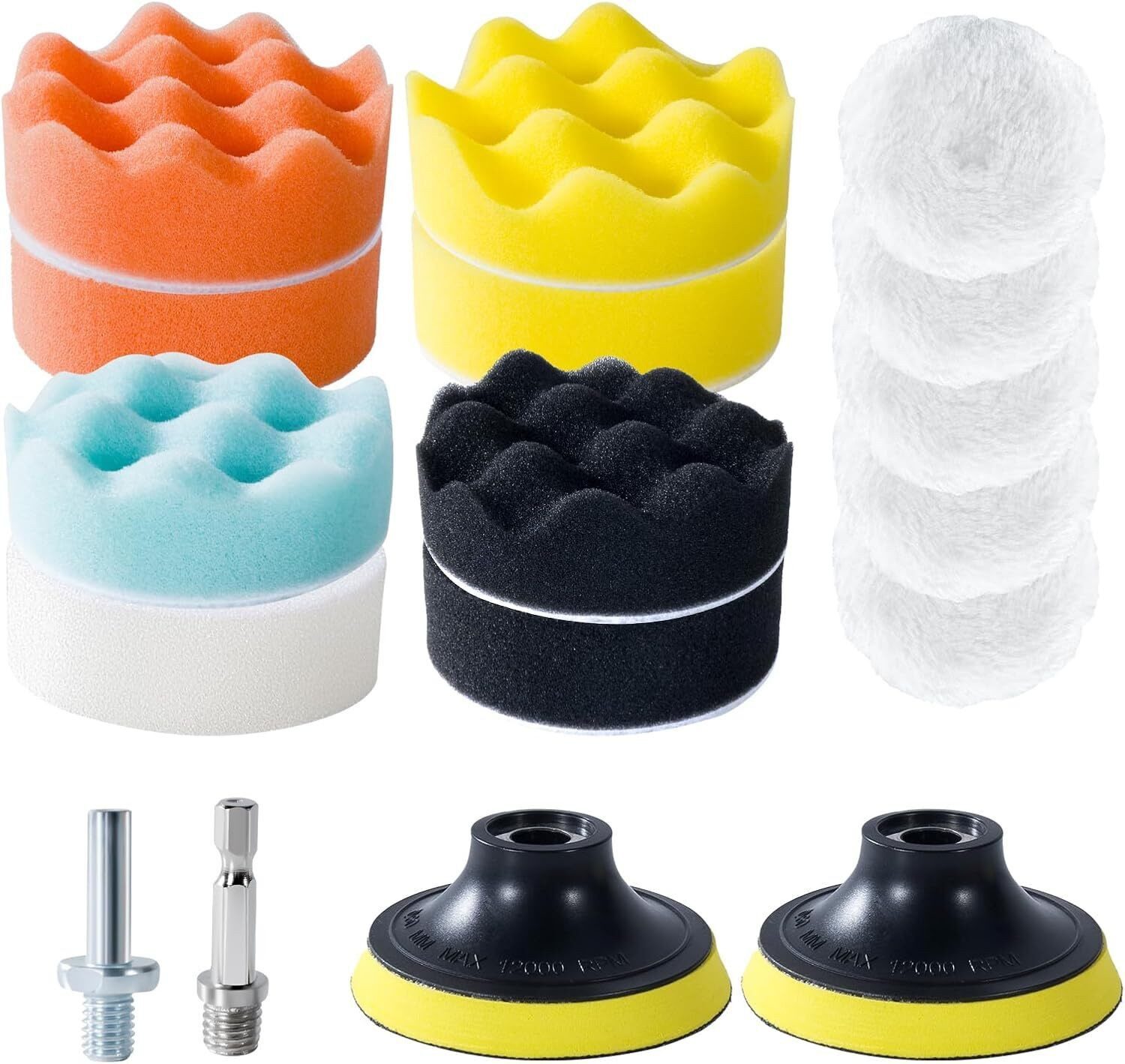 Youyijia Polierschwamm 80mm Polierschwämme Pads, 17 STK Polierschwamm Auto Set, (17 St)