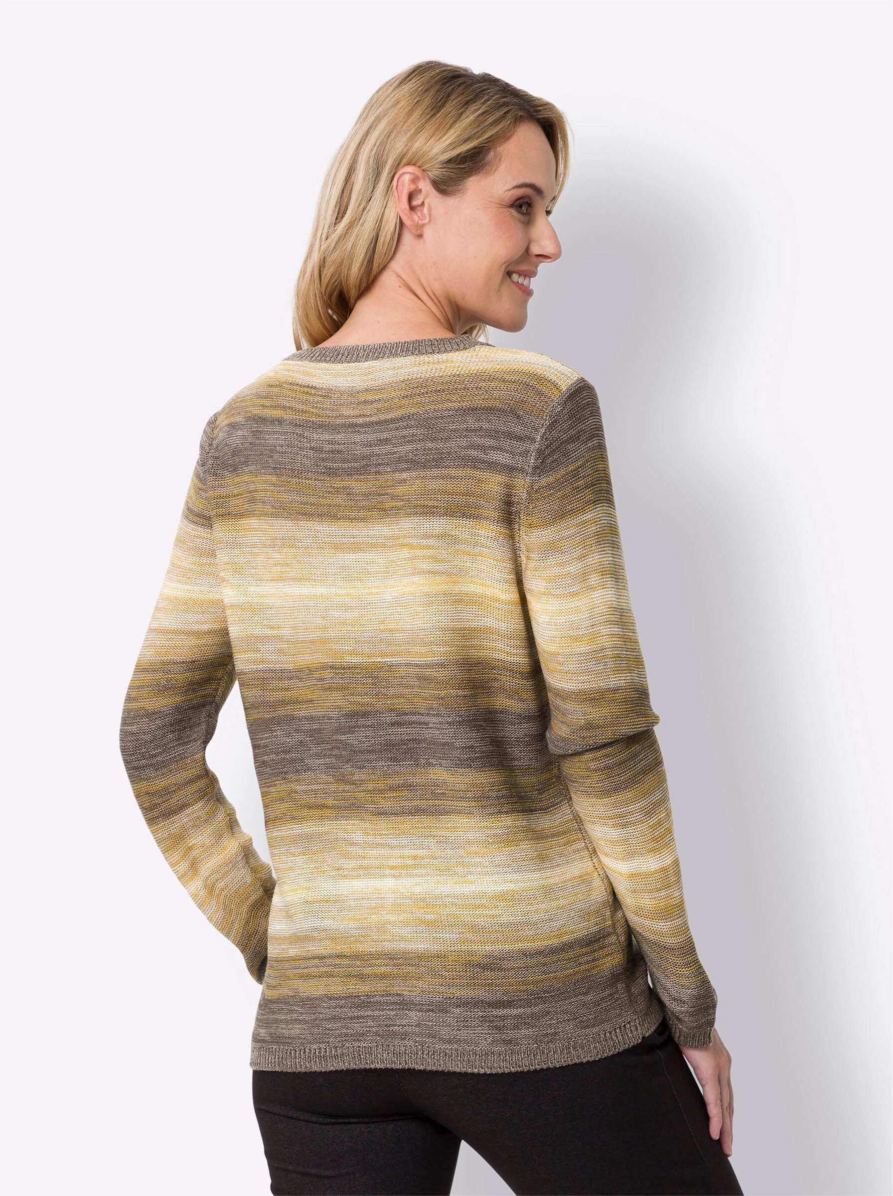 Sieh an! Strickpullover Rundhals-Pullover Langarm Links-Strick