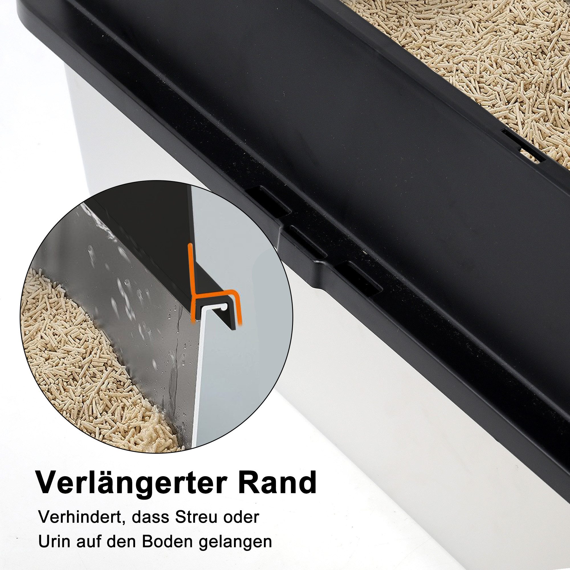 CALIYO Katzentoilette XXL Edelstahl Katzenklo mit Deckel, Pedals & Schaufel, Große Metallkatzentoilette geschlossene für große Katzen