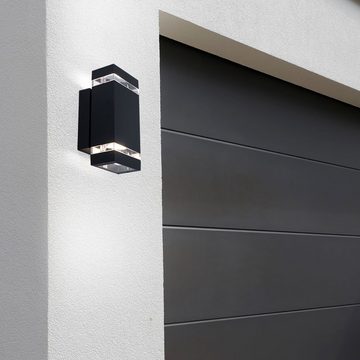 Kanlux Außen-Wandleuchte, Leuchtmittel nicht inklusive, Außen Wand Strahler Leuchte UP & Down Lampe IP44 eckig schwarz Kanlux