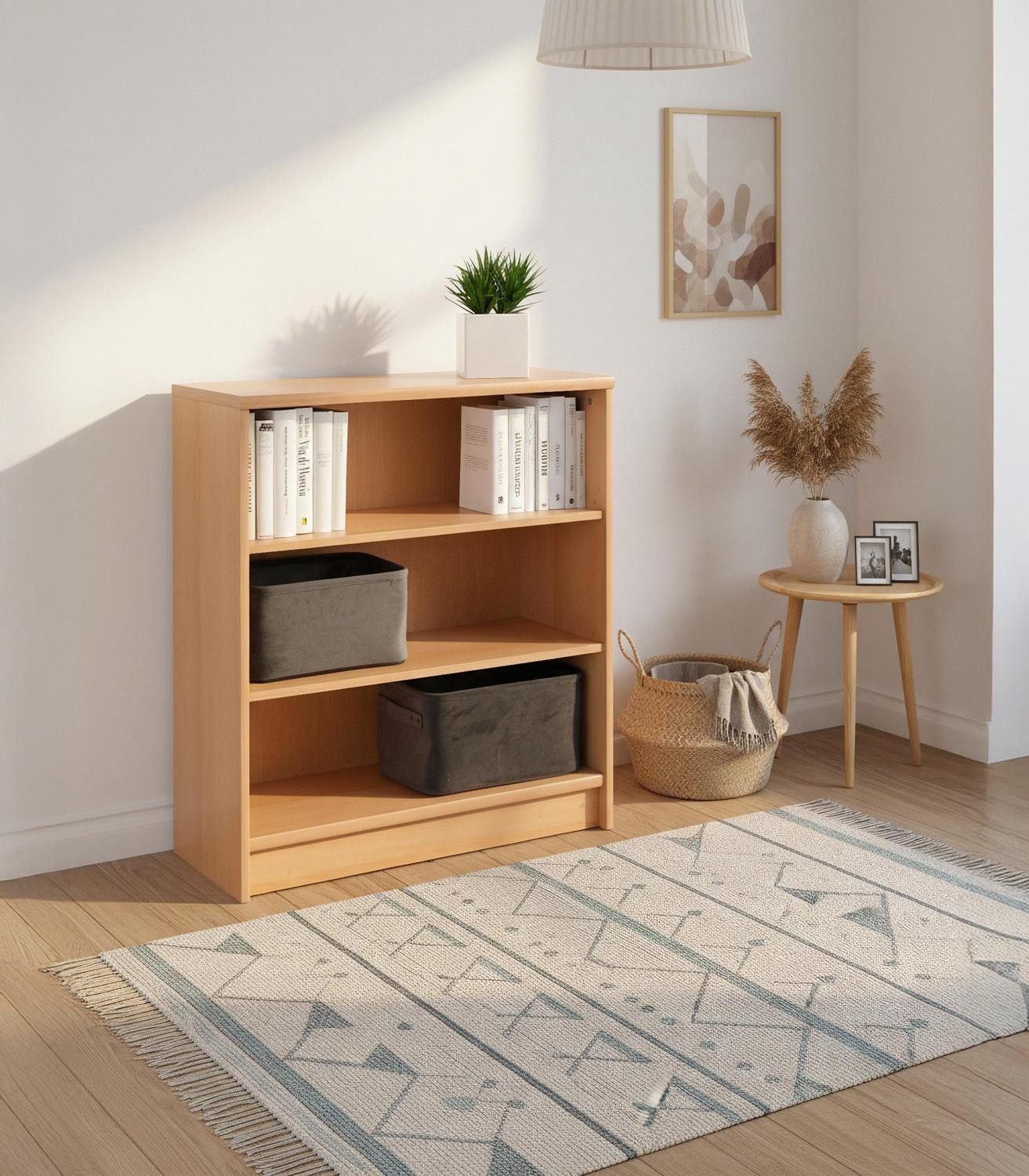 Regal Bücherregal OPTIMUS, B 72 cm, H 86 cm, braun Buchedekor, 2 höhenverstellbare Einlegeböden