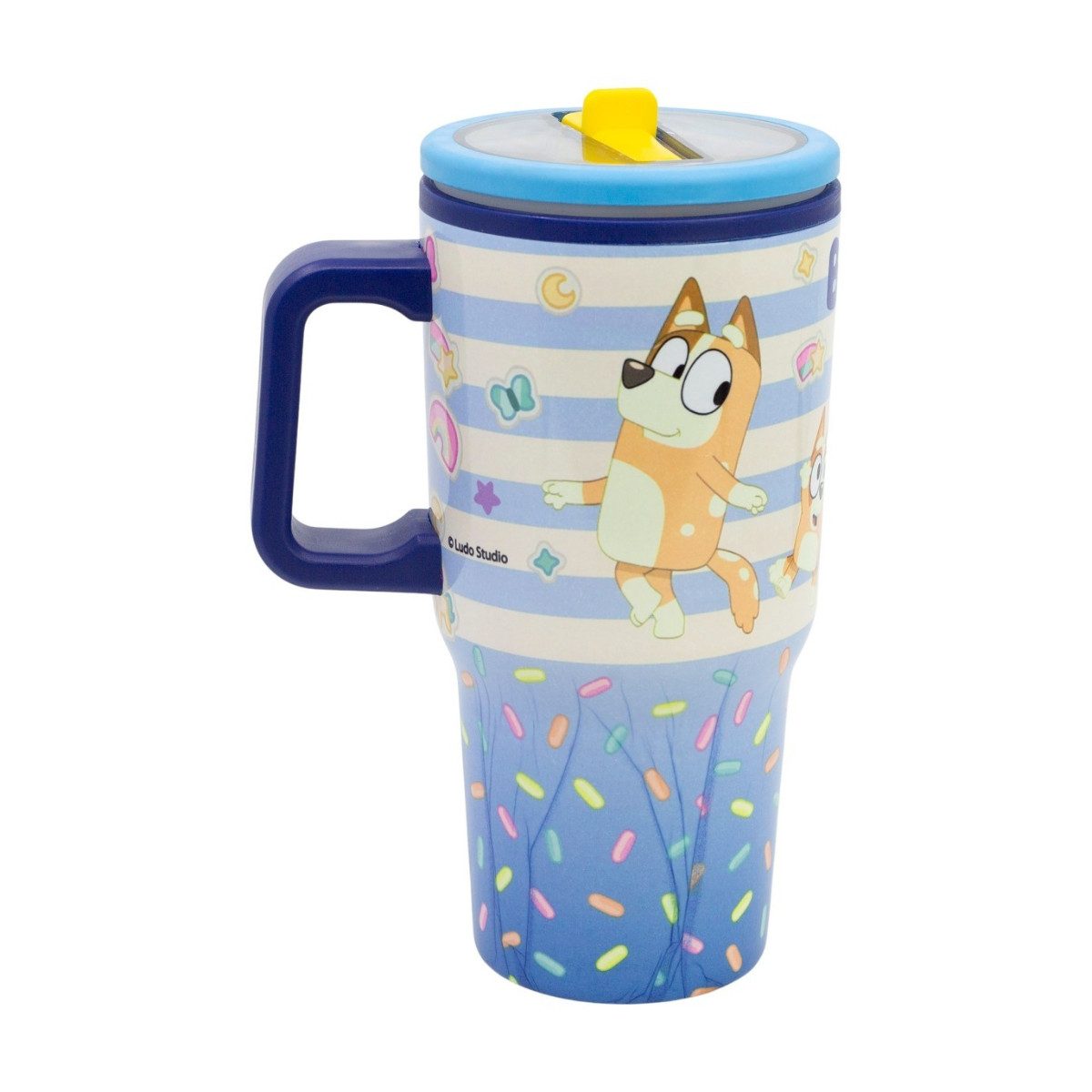 Bluey Thermobecher 640 ml Edelstahl doppelwandiger Trinkbecher mit Trinkhalm, 1-tlg., Edelstahl