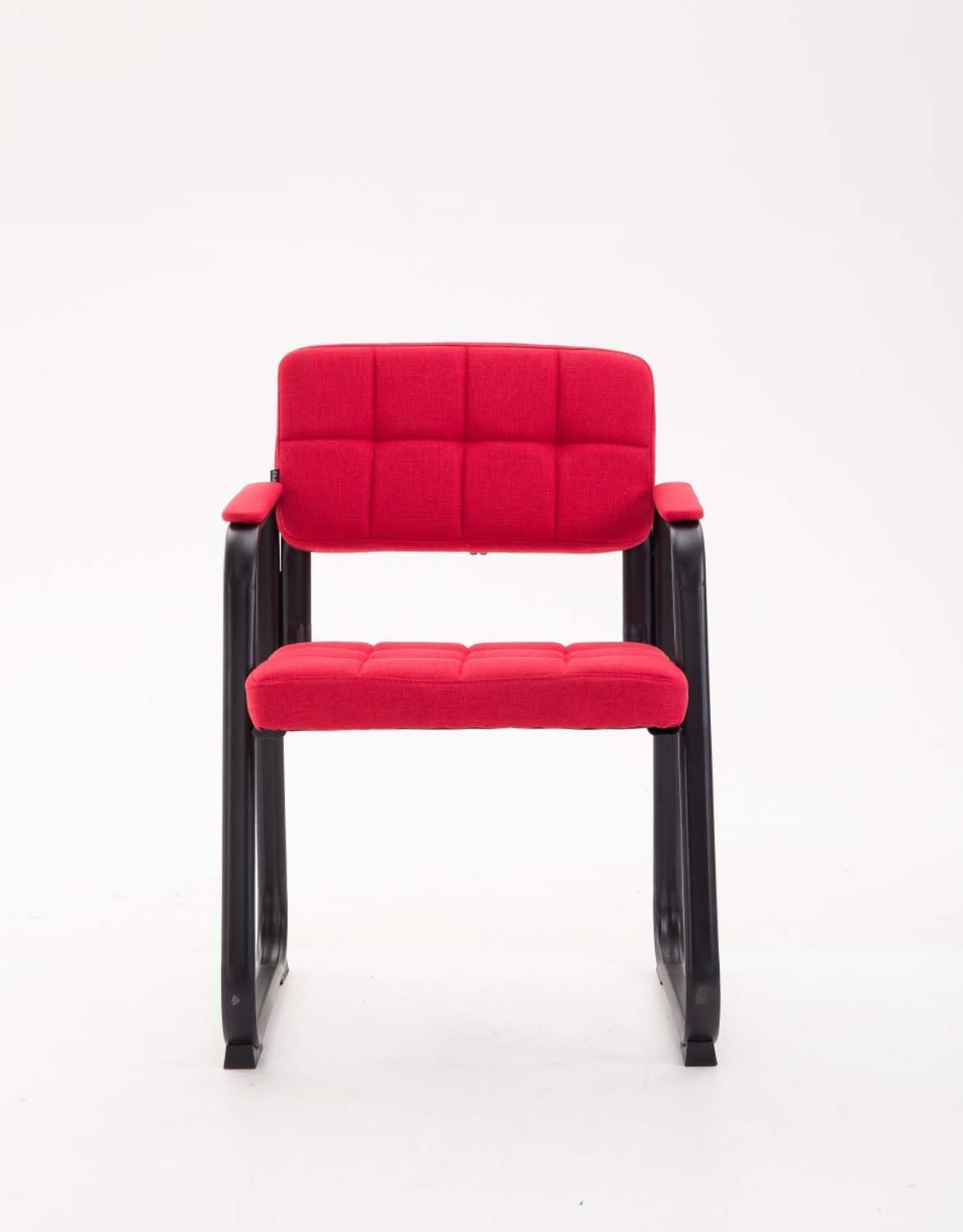 TPFLiving Besucherstuhl Canam - (Küchenstuhl hochwertig Wohnzimmerstuhl), Esszimmerstuhl Sitzfläche: rot mit schwarz - - Konferenzstuhl Stoff Sitzfläche - gepolsterter Metall Gestell: matt