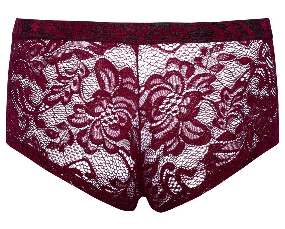 Svenjoyment Boxershorts Boxershorts aus floraler Spitze - dunkelrot (1-St) Weich & elastisch für hohen Tragekomfort