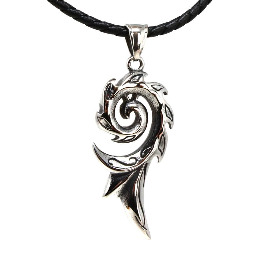 Kette mit Anhänger Lederkette Edelstahlkette 316L KÄLTISCH SPIRALE