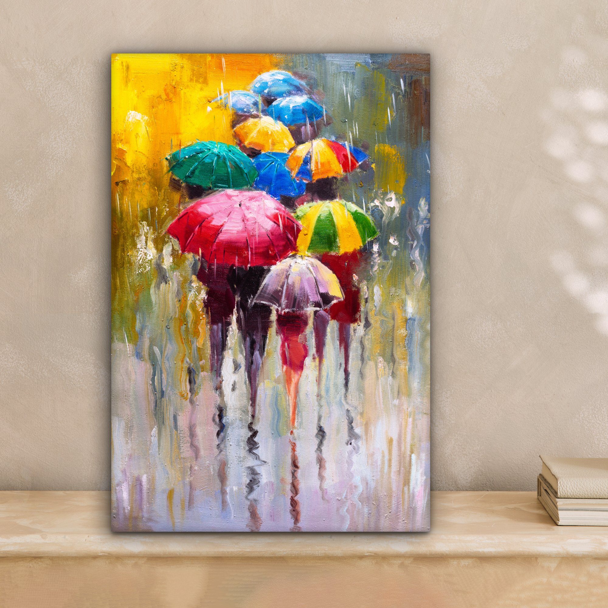 OneMillionCanvasses® Leinwandbild Kunstdrucke - Regenschirm - Öl, Fotodruck günstig online kaufen