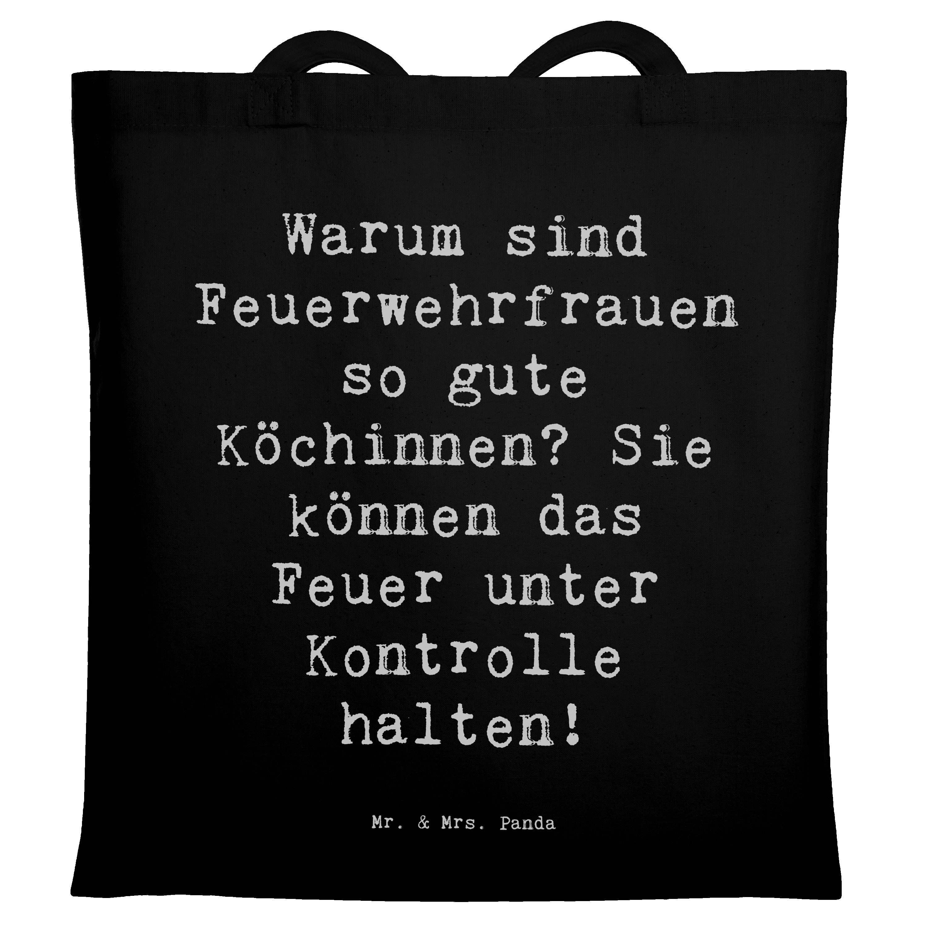Tragetasche Spruch Feuerwehrfrau Köchin - Schwarz - Geschenk, Wertschätzung, Beru