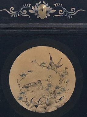 OPIUM OUTLET Nachtkommode Nachtkästchen Nachtschrank Schränkchen Nachtkonsole Kommode (Vintage-Stil, shabby-chic, schwarz), asiatisch chinesisch orientalisch fernöstlich