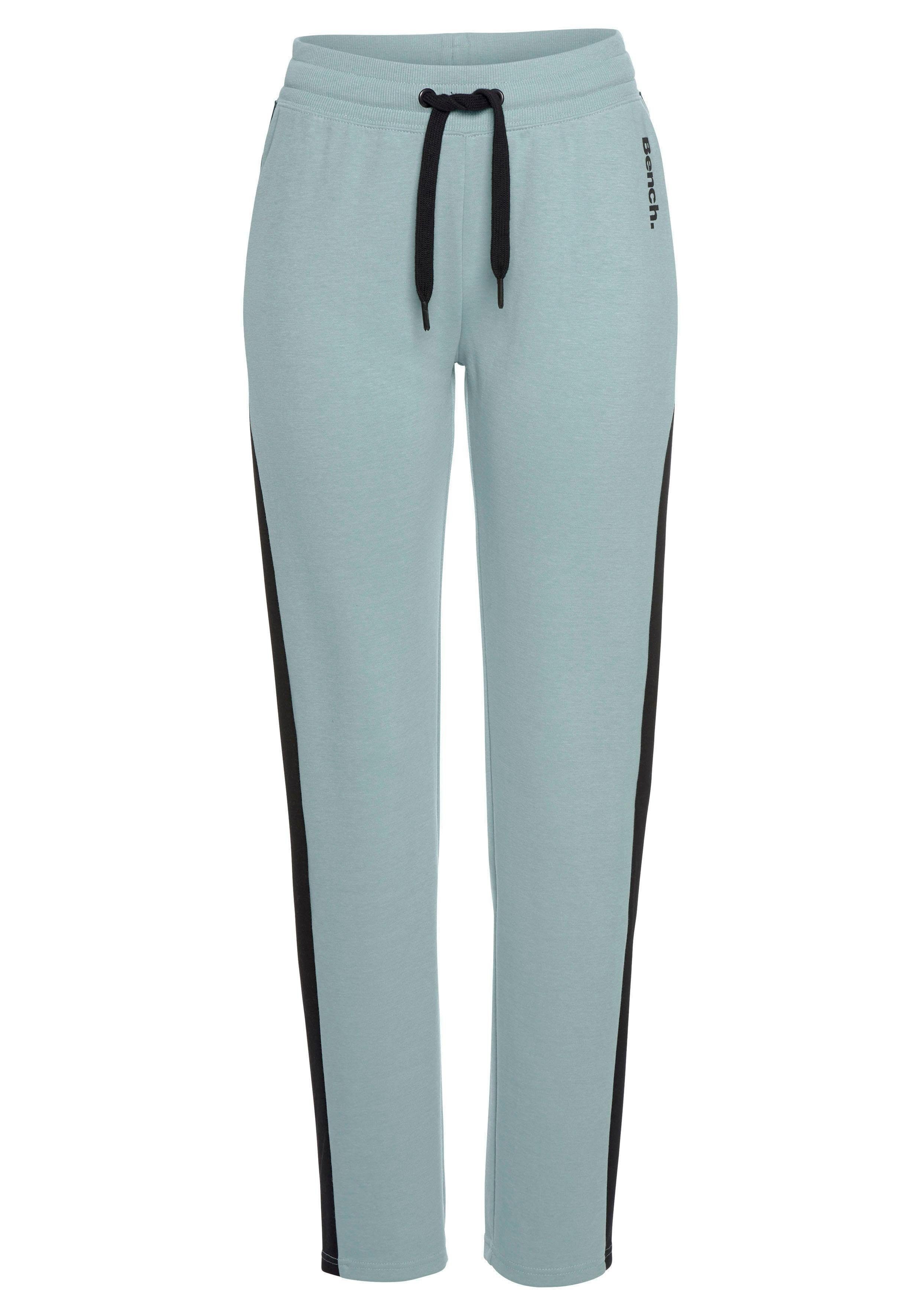 Loungewear Bench. und Bein, mint-schwarz Loungeanzug Loungehose Seitenstreifen mit geradem