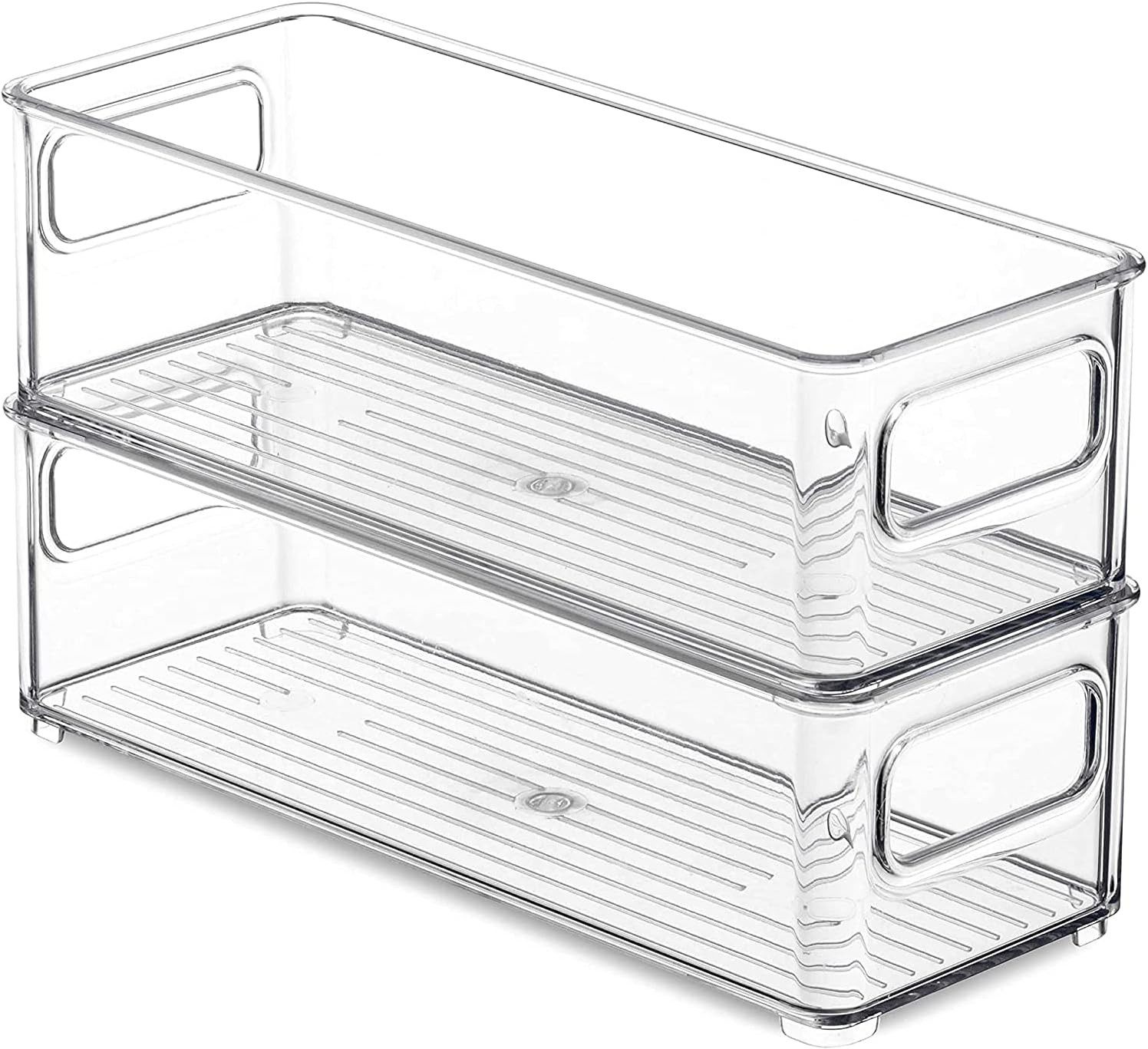 LA CUTE Korbeinsatz Kühlschrank Organizer 2er Set, BPA-frei, stapelbar, transparent, Zubehör für Kühlschrank, BPA-frei, stapelbar, transparent, vielseitig einsetzbar.