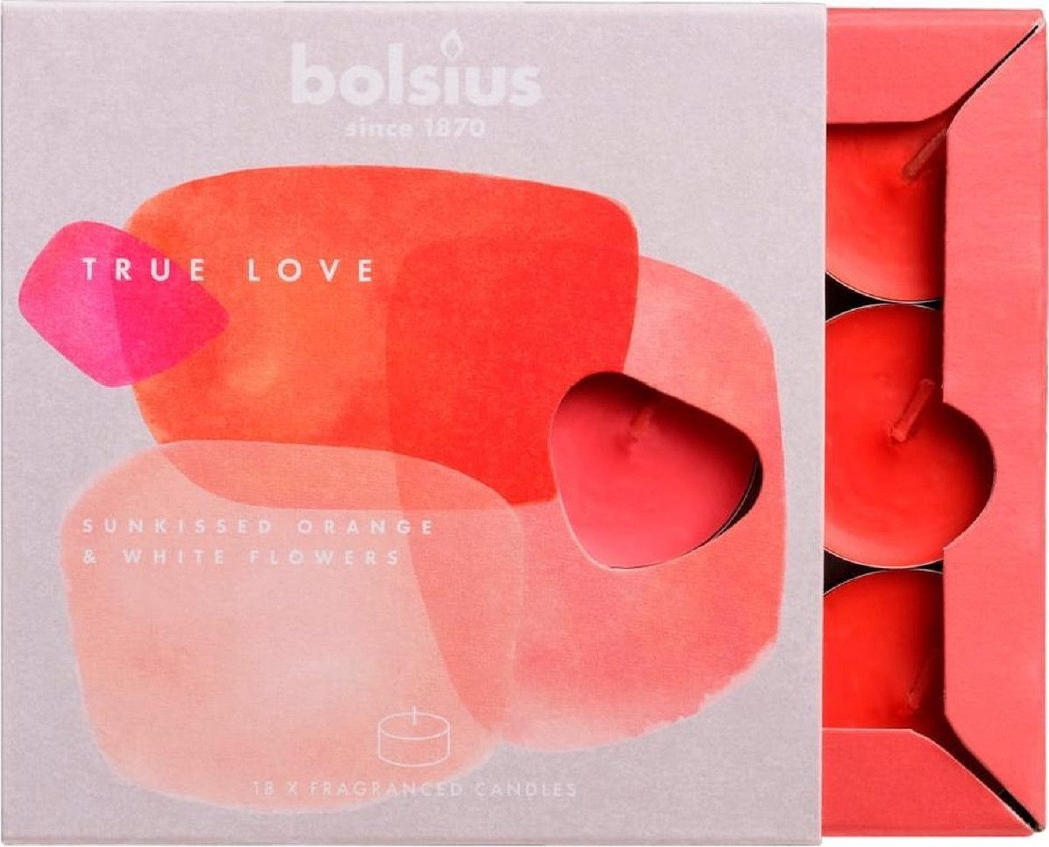 Bolsius Teelicht True Love – 18 Чайные свечи für romantische Momente (18-tlg)