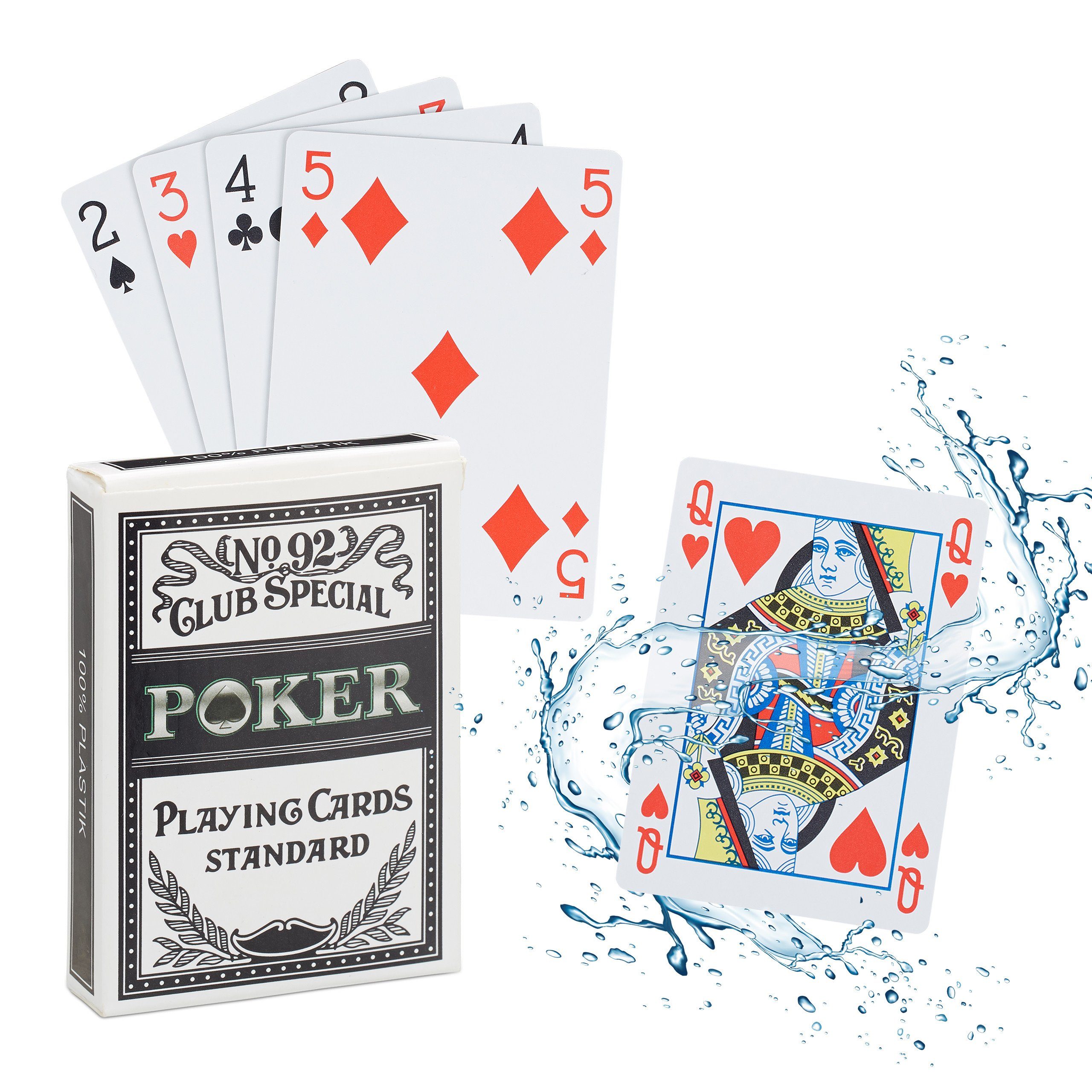 relaxdays Spiel, Wasserfeste Pokerkarten aus Plastik