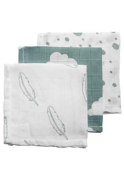 Meyco Baby Stoffwindeln Clouds, Dots, Feathers Stone Green (3-St), 30x30cm