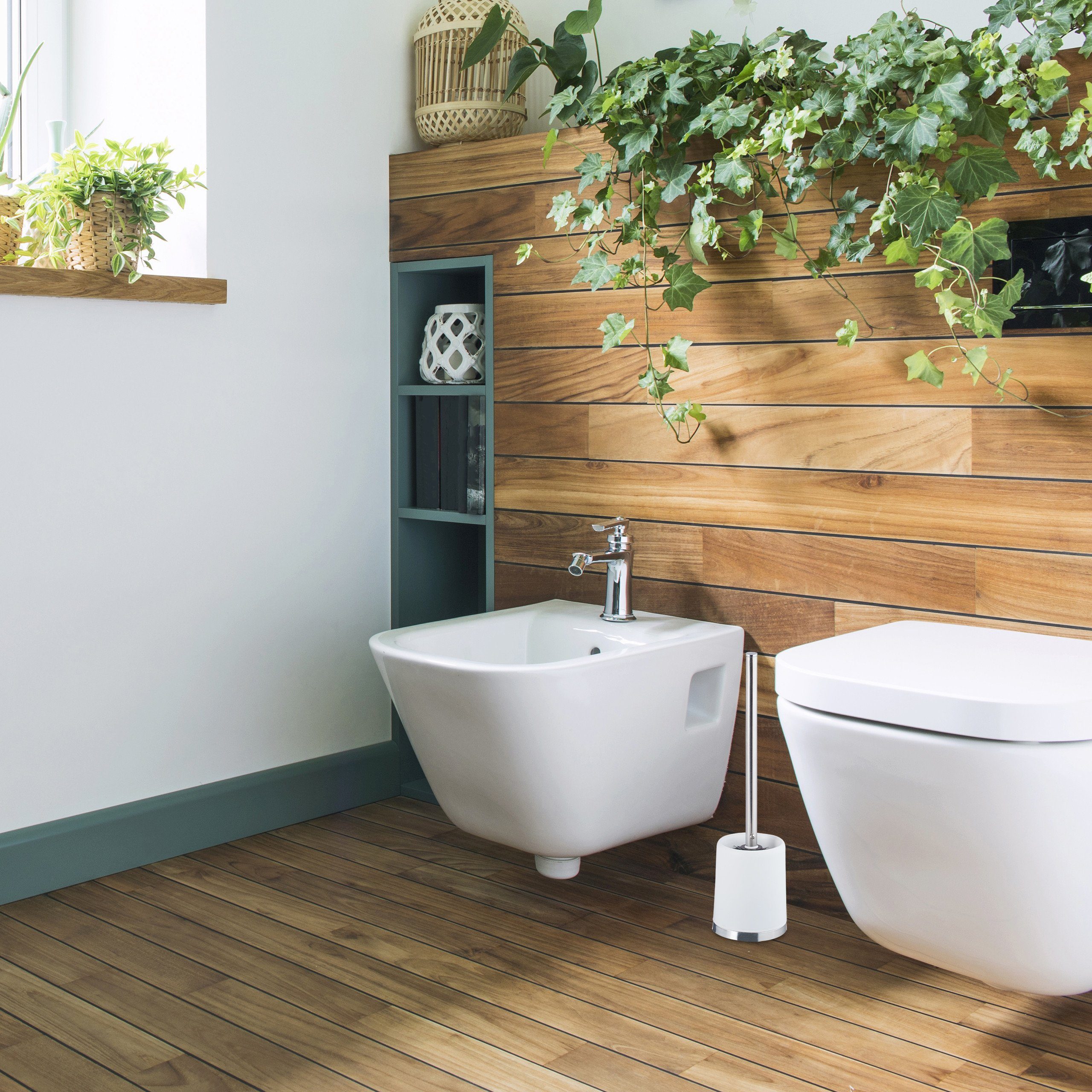 relaxdays Badezimmer-Set WC-Garnitur rund, weiß