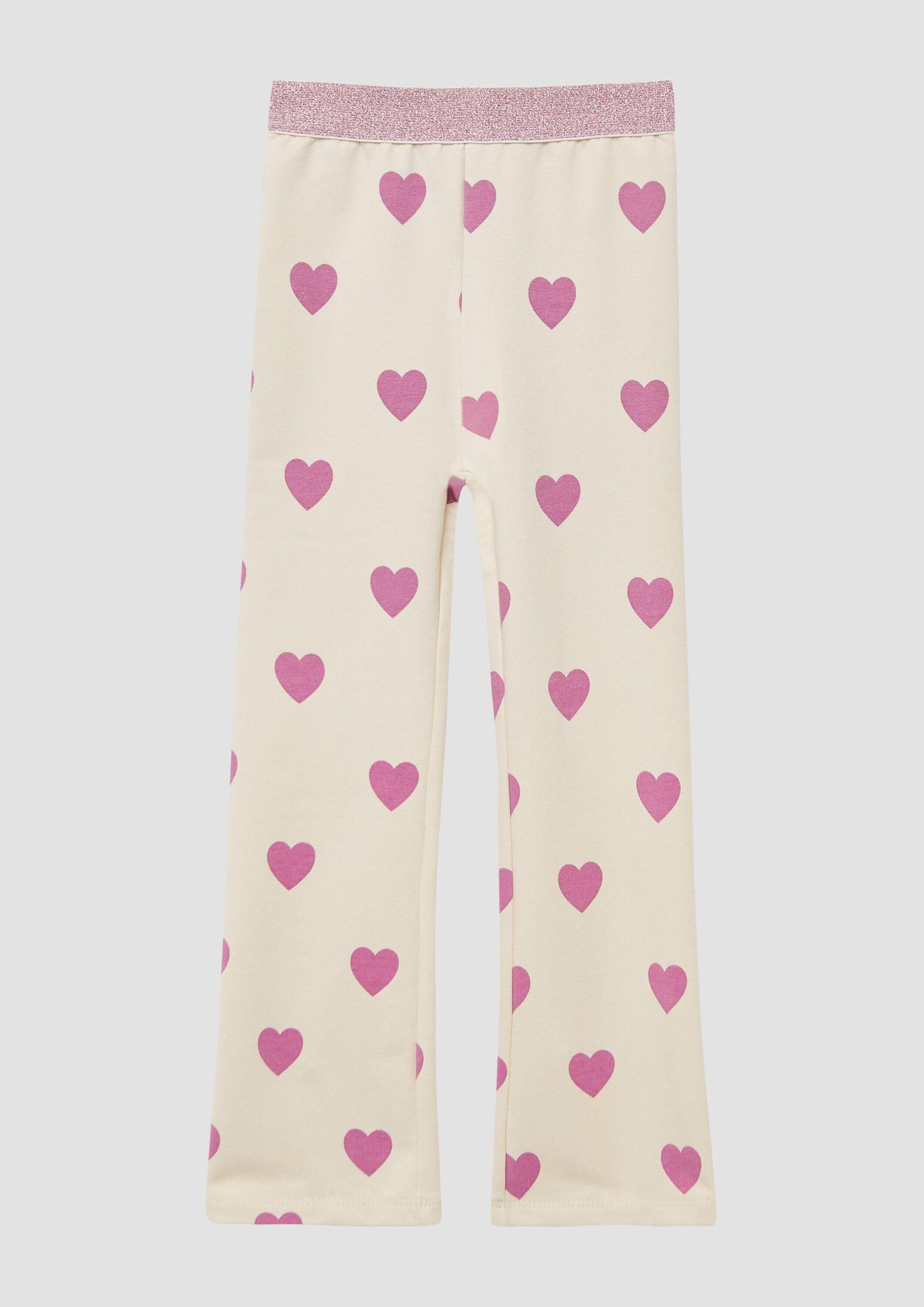 s.Oliver Леггинсы Leggins Flared-Leggings mit Glitzerbund und Print (1-tlg)