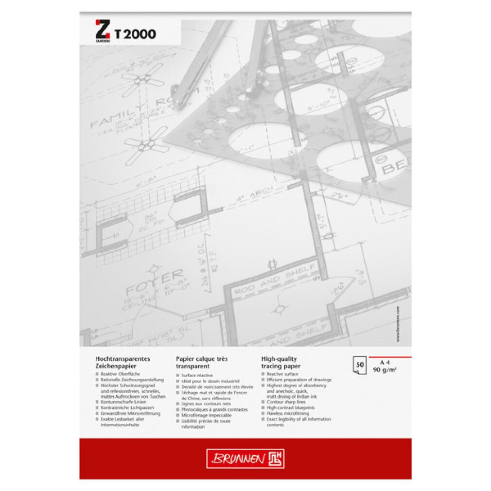 BRUNNEN Stumpenkerze Transparentpapier 90 g/qm, 50 Blatt