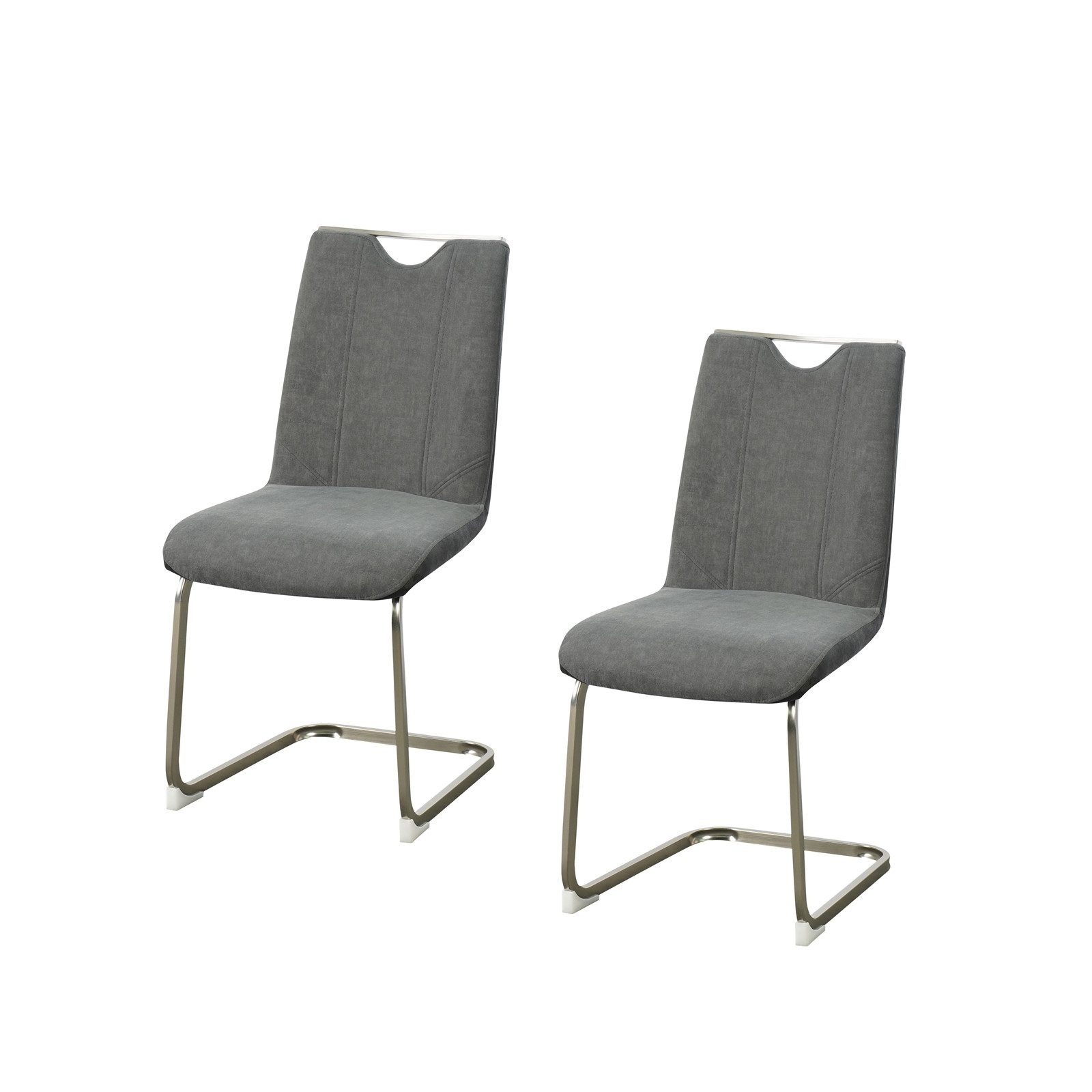 Freischwinger Schwingstuhl Antikanthrazit/Grau 2er Set Emrys
