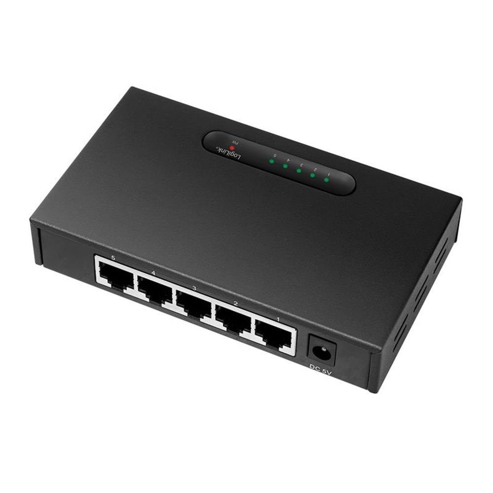 LogiLink NS0110 Netzwerk-Switch (5-Port Gigabit Ethernet Desktop Switch, Metallgehäuse)